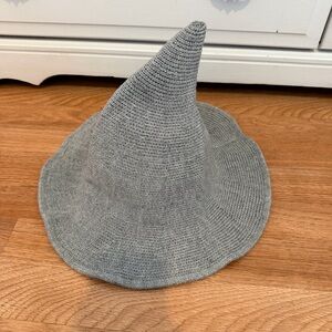 Gray Knit Witches Hat